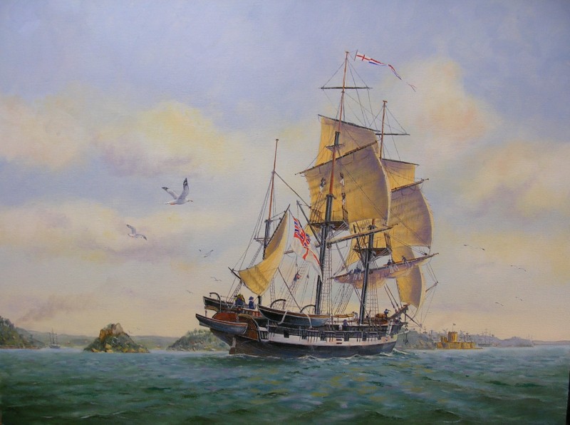HMS-Beagle-in-Sydney-Harbour-1838